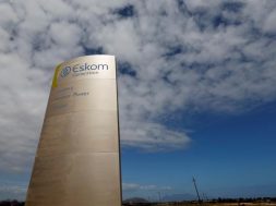 FILE PHOTO: The logo of state power utility Eskom  is seen outside Cape Town’s Koeberg nuclear power plant