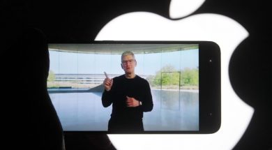 In this photo illustration a screenshot of Apple’s CEO Tim