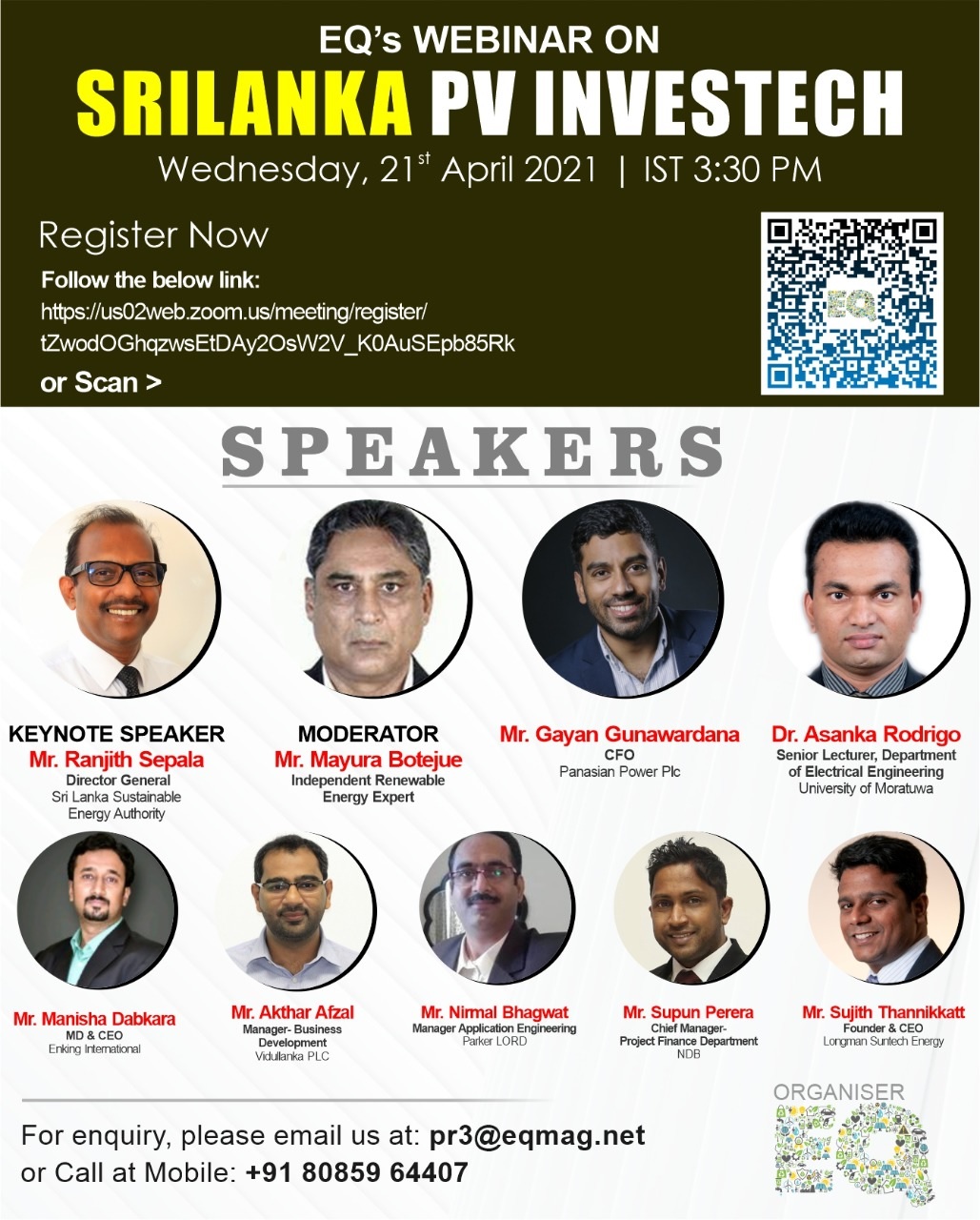 EQ Sri Lanka PV InvesTech on Wednesday April 21st from 03:30 PM Onwards….Register Now !!!