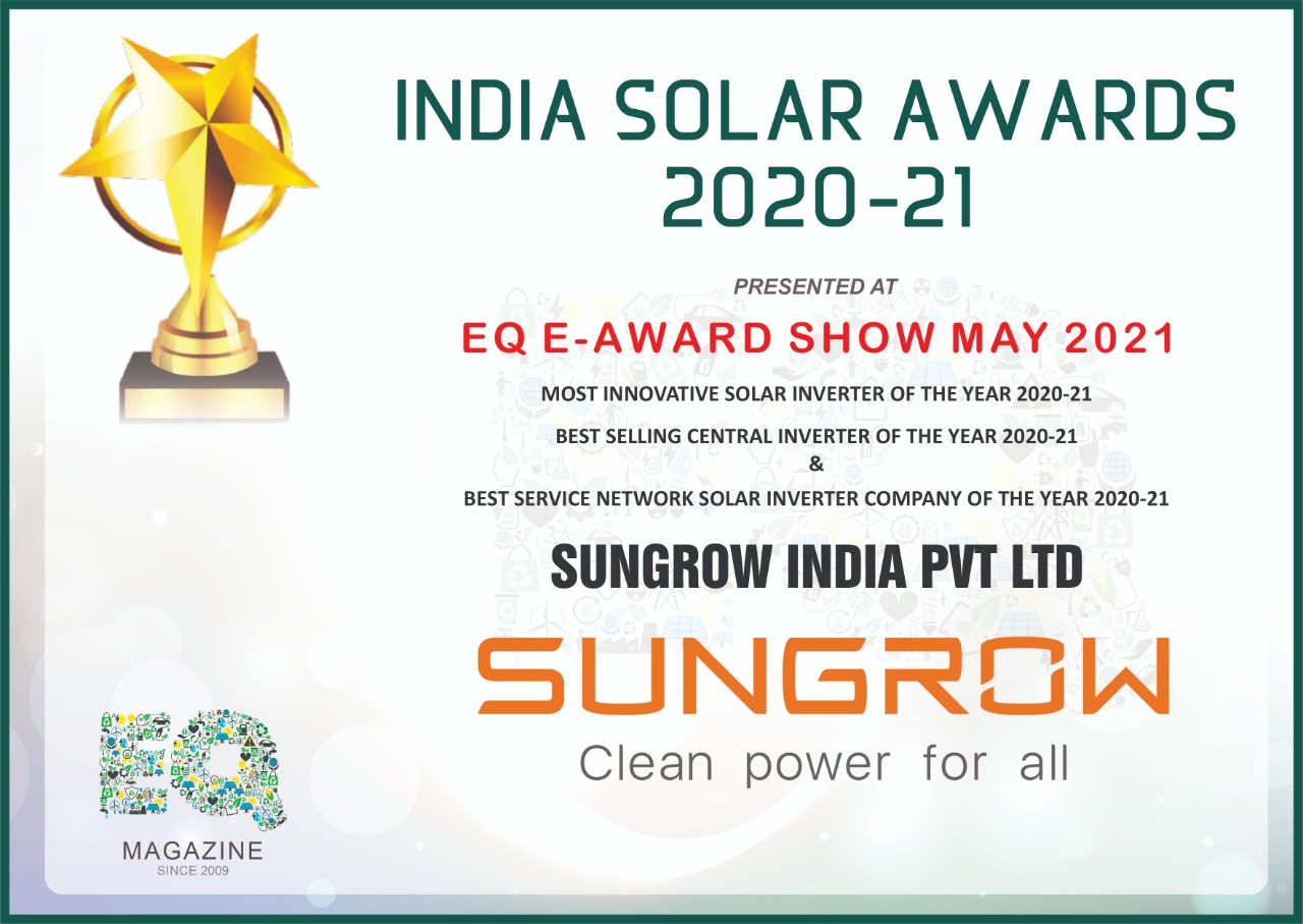 India Solar Awards 2020-21: Sungrow India Wins 3 Solar Inverter Awards