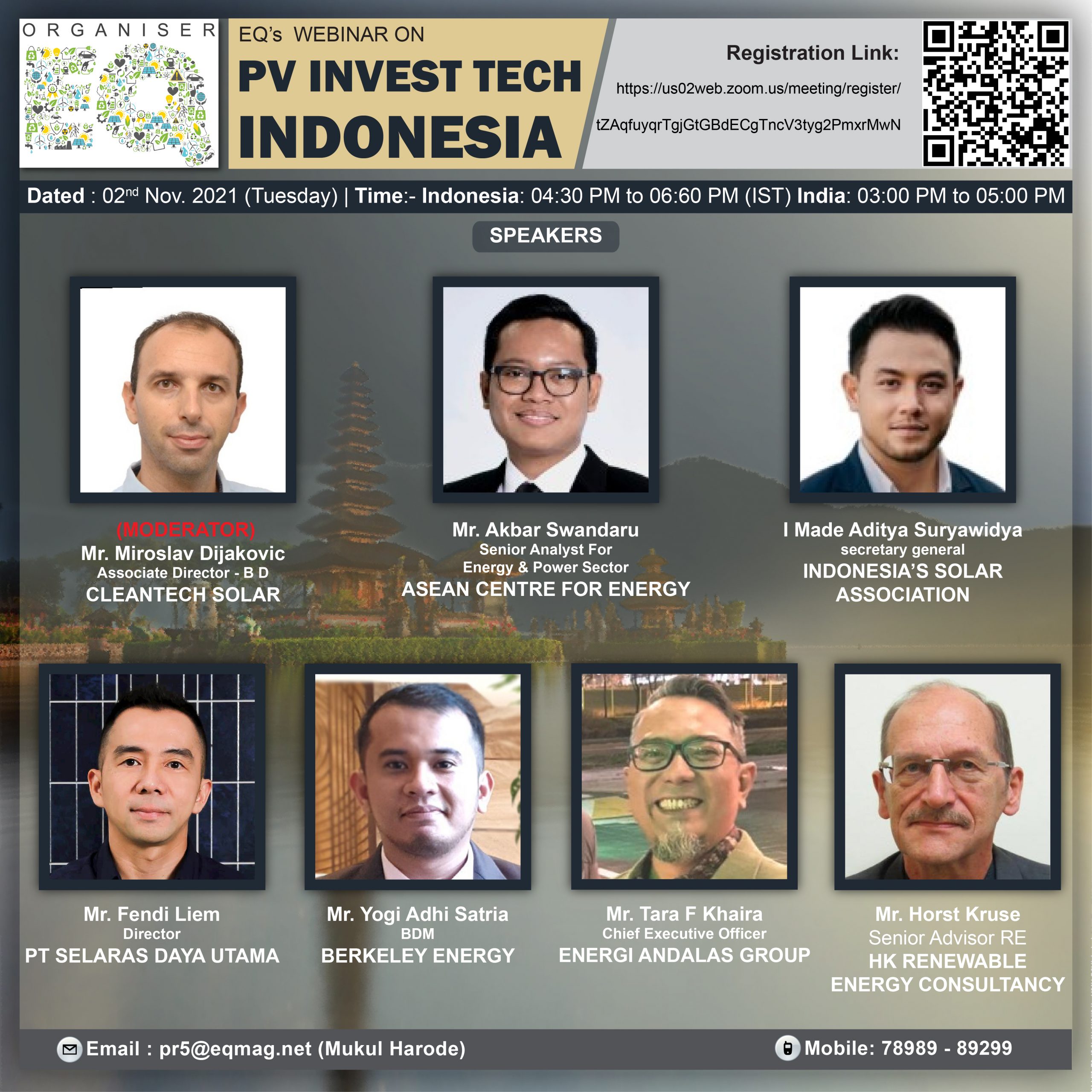 EQ Webinar on Indonesia PV Invest Tech On Tuesday November 2nd From 4:30 PM Onwards…. Register Now !!!