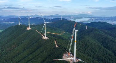 Wind Turbines Installation On Mountain In Ji’an