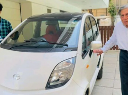 Ratan Tata takes delivery of custom Tata Nano electric car