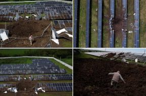 Russian missile strikes Ukraine solar farm, solar farm powers on