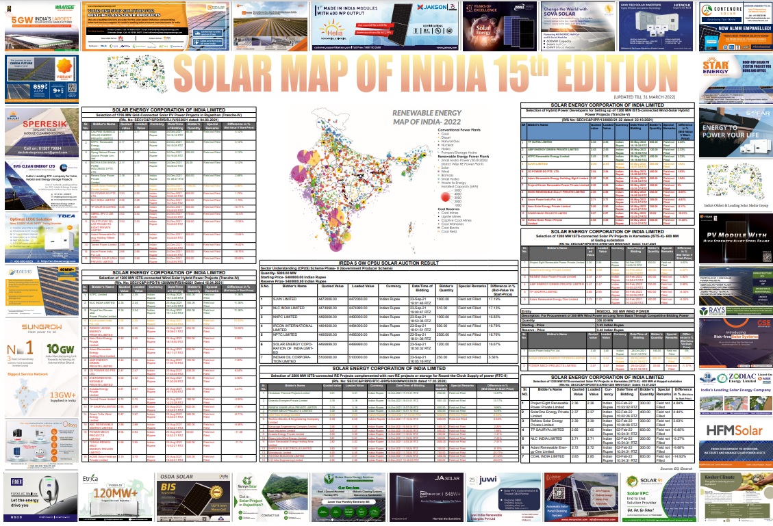 EQ Solar Map of India 15th Edition May 2022 – OUT NOW !!!