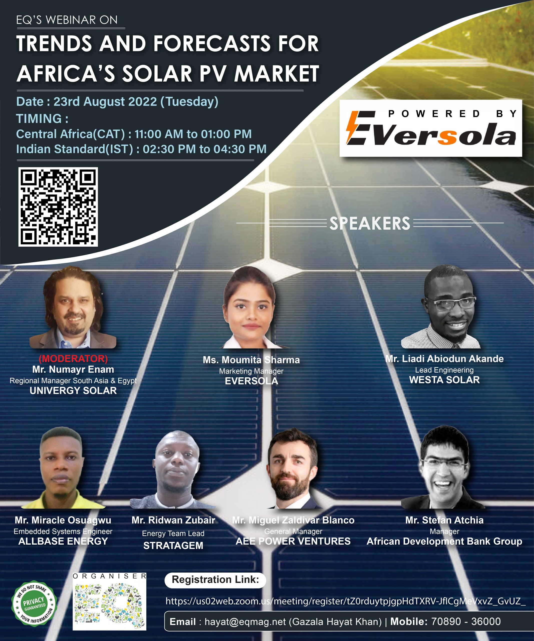 EQ Webinar on Africa Solar Market – Trends & Forecast Powered by EVERSOLA 23rd August 2022 (Tuesday) 2:30 PM Onwards….Register Now!