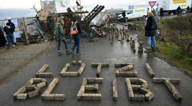 Protest at German village to block coal mine expansion