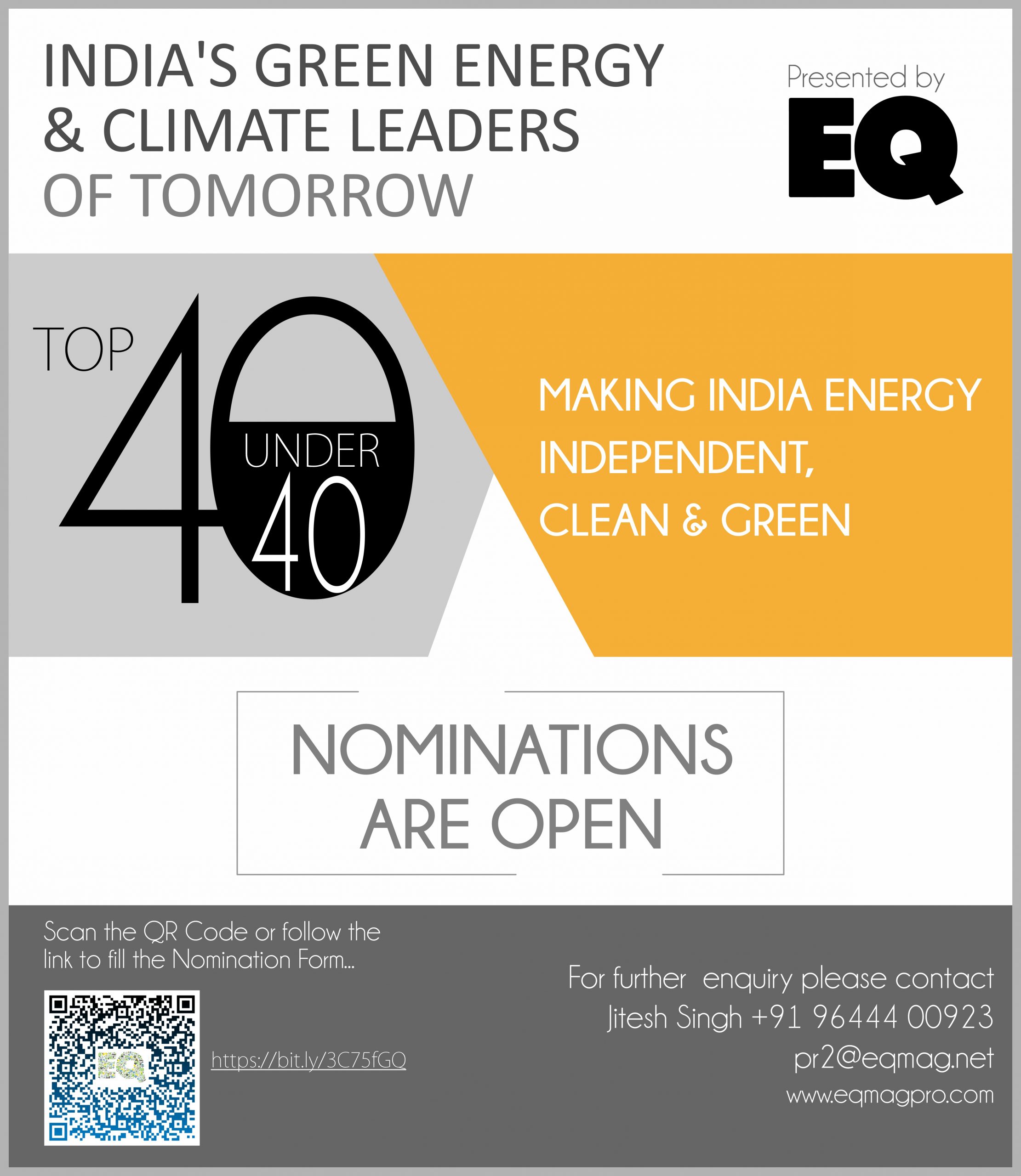 India’s Green Energy & Climate Leaders of Tomorrow – Top 40 Under 40 in 2023 – Making India Energy Independent, Clean & Green – EQ Mag
