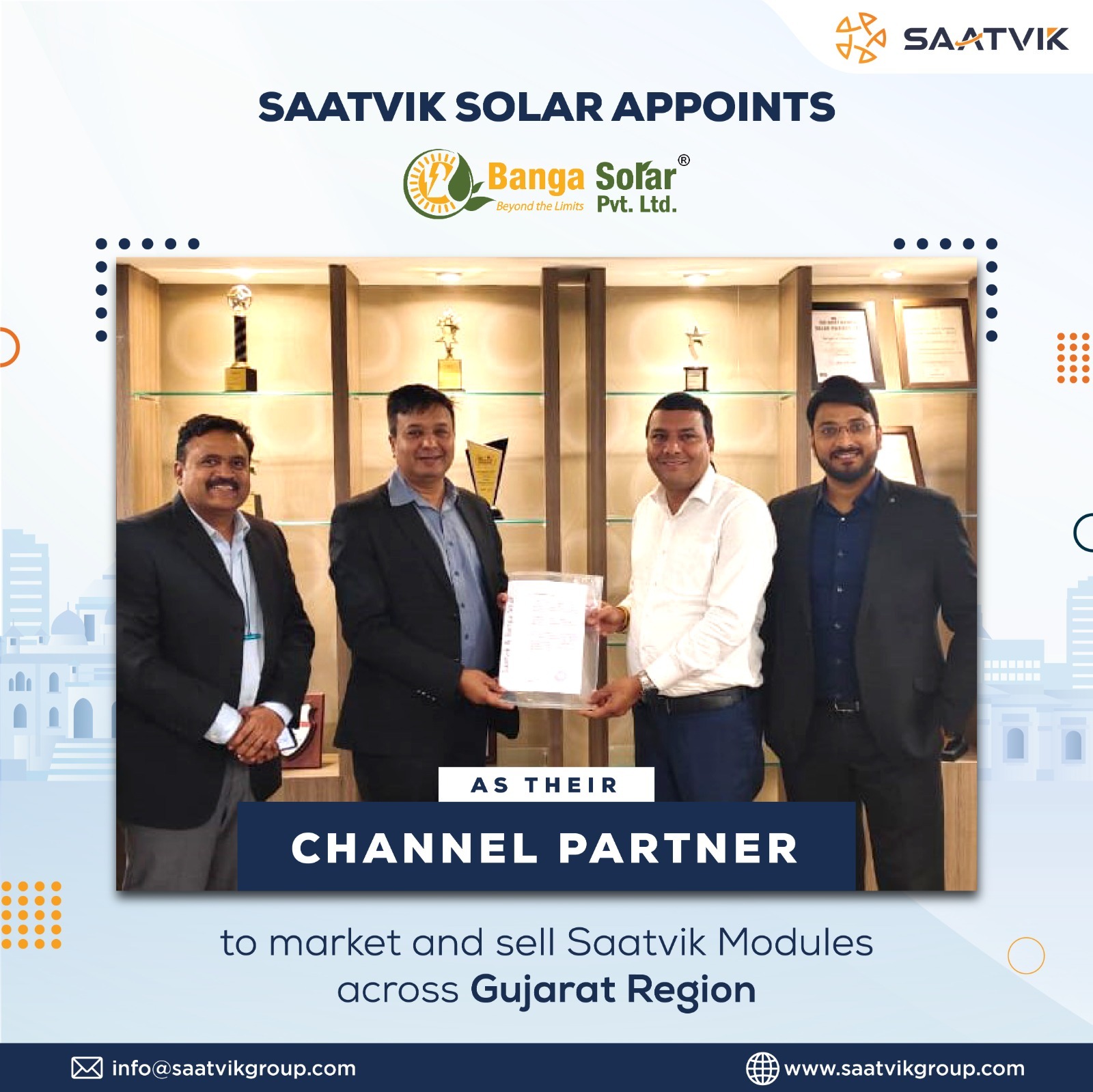 Saatvik Solar appoints Banga Solar as its channel partner to promote Solar PV modules across Gujarat Region – EQ
