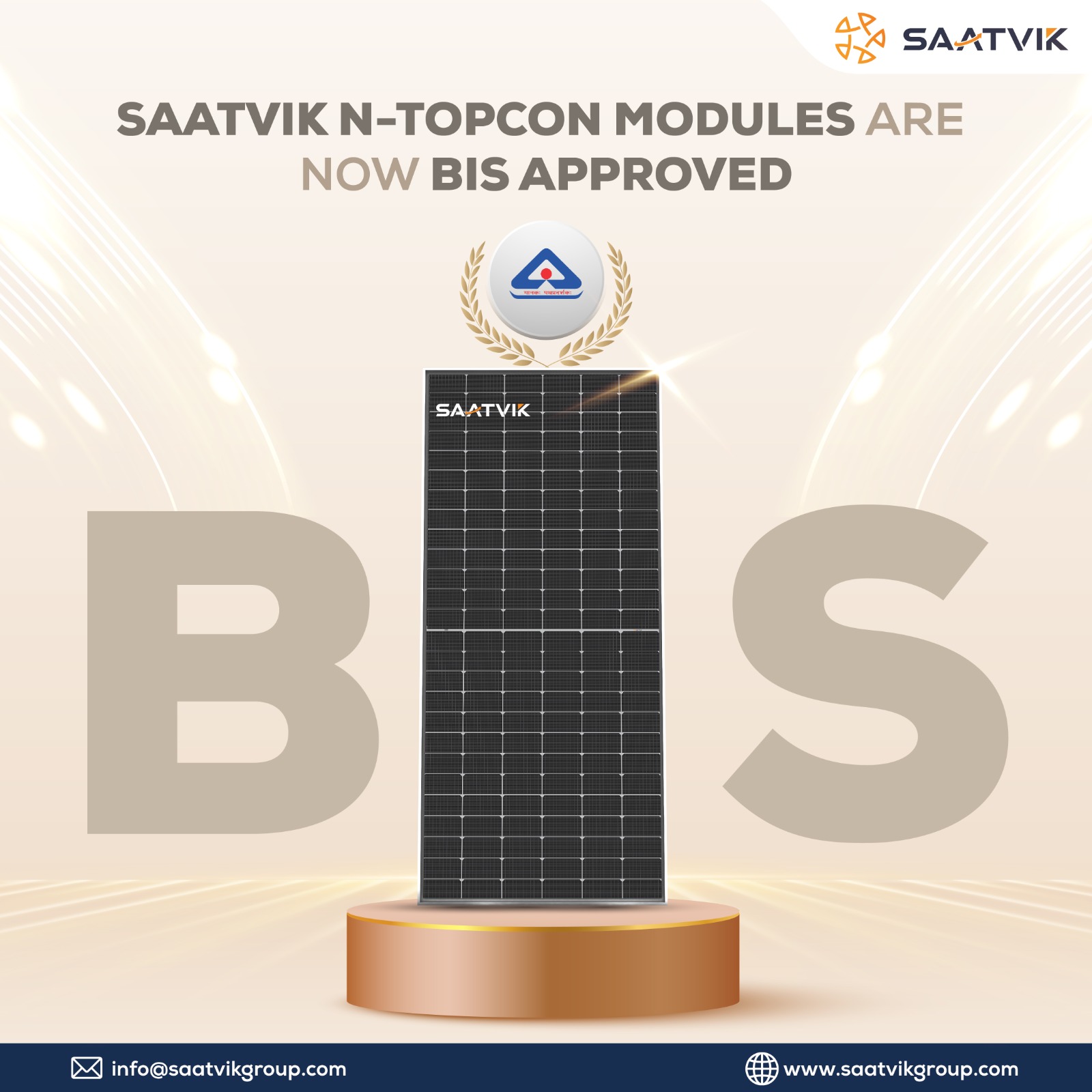 SAATVIK SOLAR LEADING MANUFACTURER N TOPCON MODULES ARE NOW CERTIFIED BY BUREAU OF INDIAN STANDARDS SETTING SOLAR BENCHMARKS – EQ