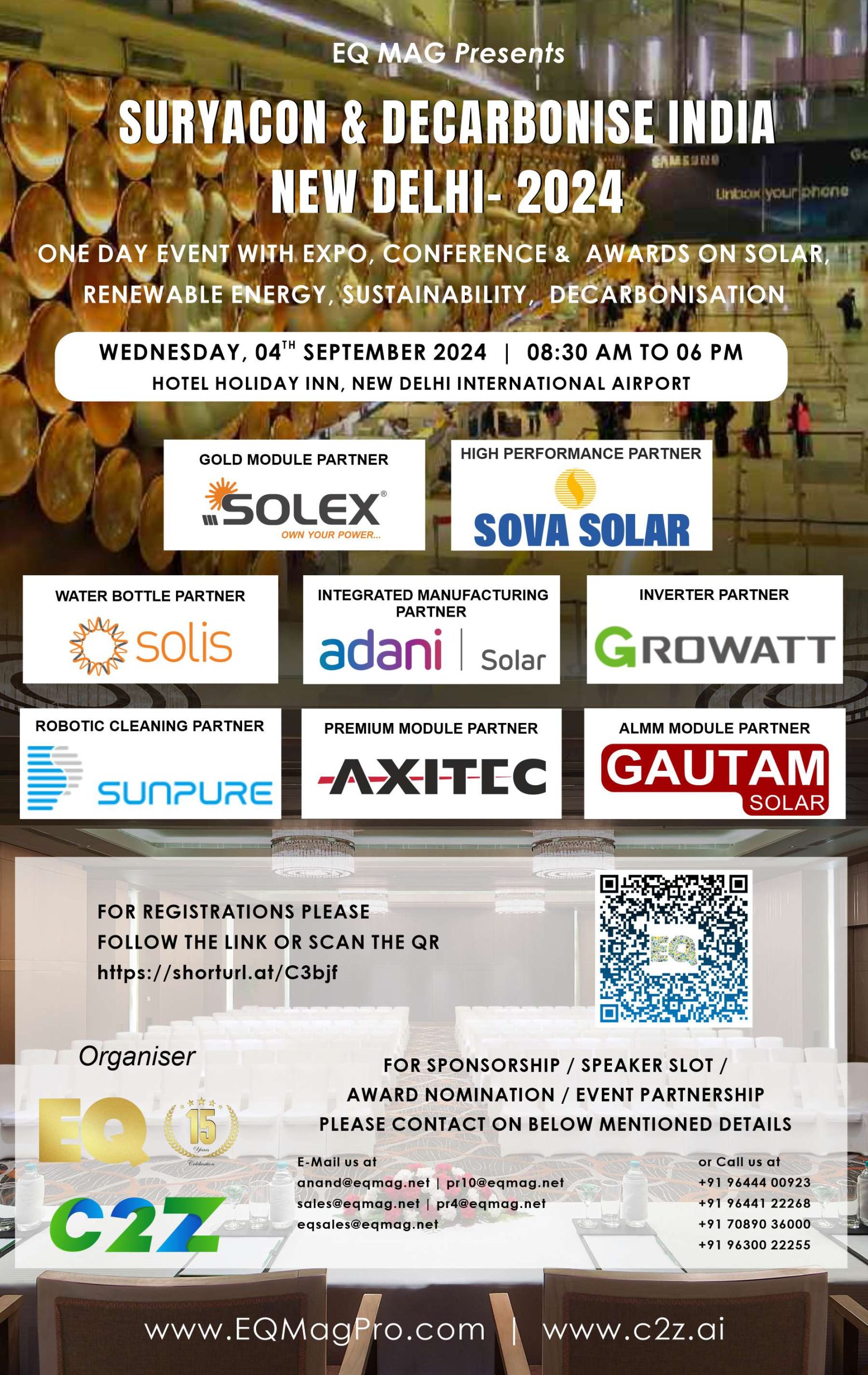 SuryaCon & DeCarbonise India – New Delhi – One Day Event with Expo, Conference & Awards on Solar, Renewable Energy, Sustainability, DeCarbonisation, Carbon Neutrality, Net Zero