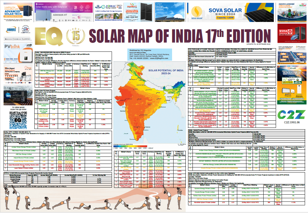 EQ Solar Map of India 17th Edition September 2024 – OUT NOW !!!